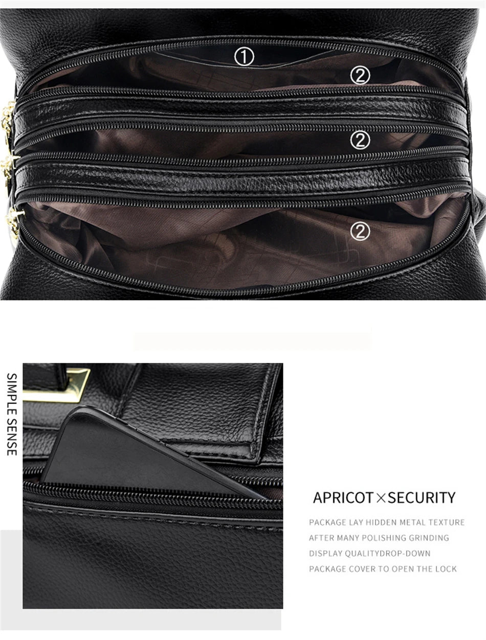 Women Multi-layers Top-handle Bag Quality Leather Handbags Purses Female Luxury Designer Large Capacity Boston Ladies Sac A Main