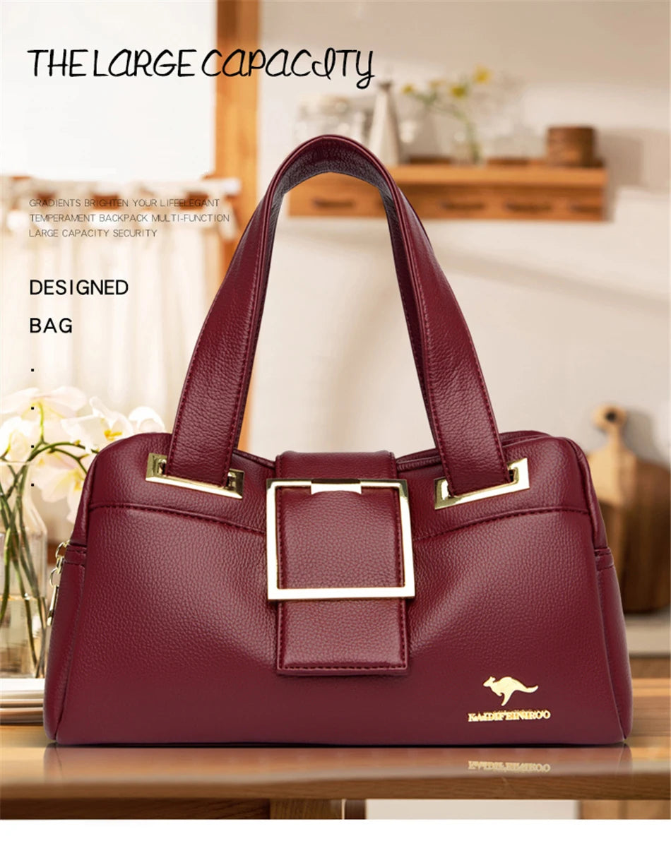 Women Multi-layers Top-handle Bag Quality Leather Handbags Purses Female Luxury Designer Large Capacity Boston Ladies Sac A Main