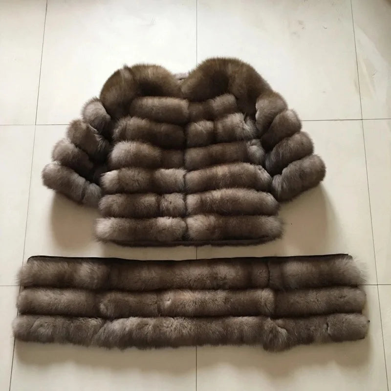 NEW style  4in1 real fur coats Women Natural Real Fur Jackets Vest Winter Outerwear Women fox fur coat high quality fur Clothes