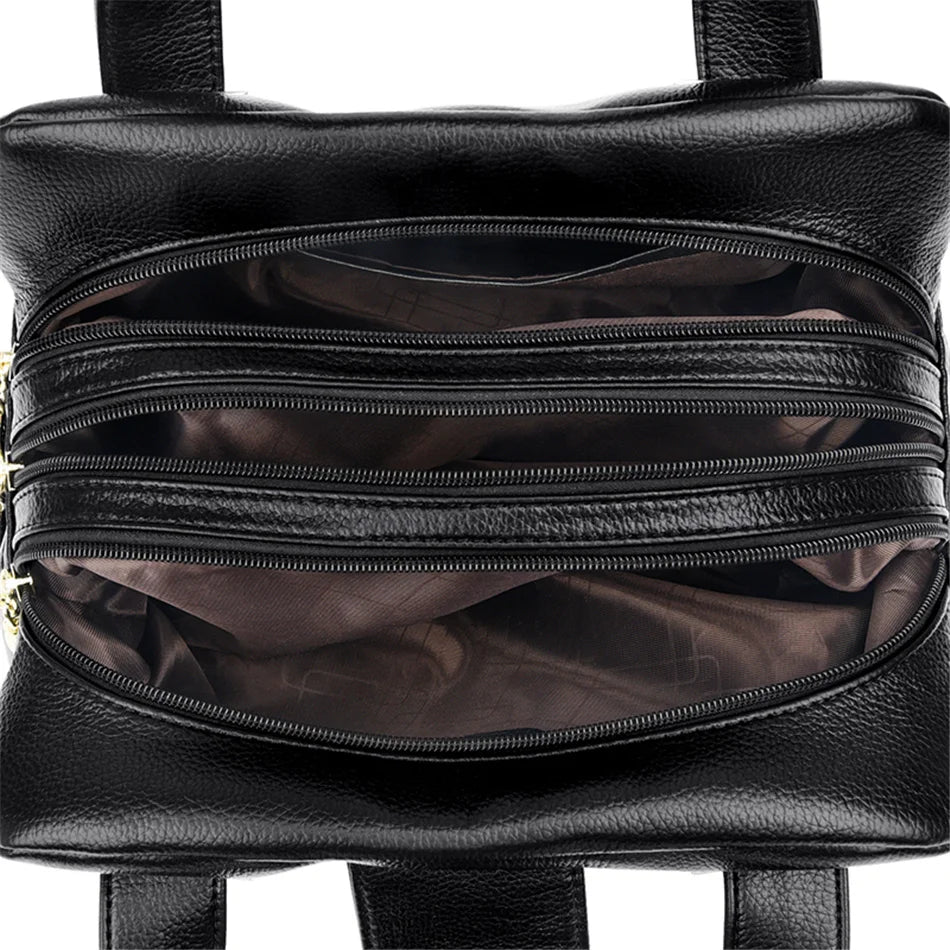 Women Multi-layers Top-handle Bag Quality Leather Handbags Purses Female Luxury Designer Large Capacity Boston Ladies Sac A Main