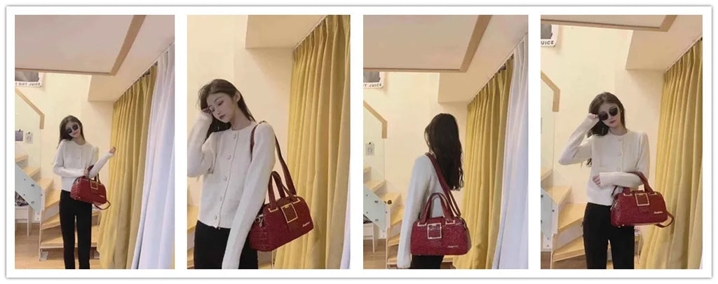 Cowhide leather Women handbag Lace crocodile pattern mother bag shoulder messenger three-layer middle-aged Portable Boston Bags