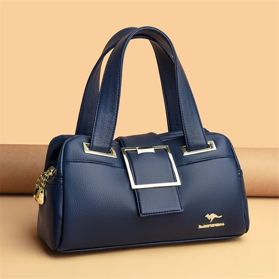 Women Multi-layers Top-handle Bag Quality Leather Handbags Purses Female Luxury Designer Large Capacity Boston Ladies Sac A Main