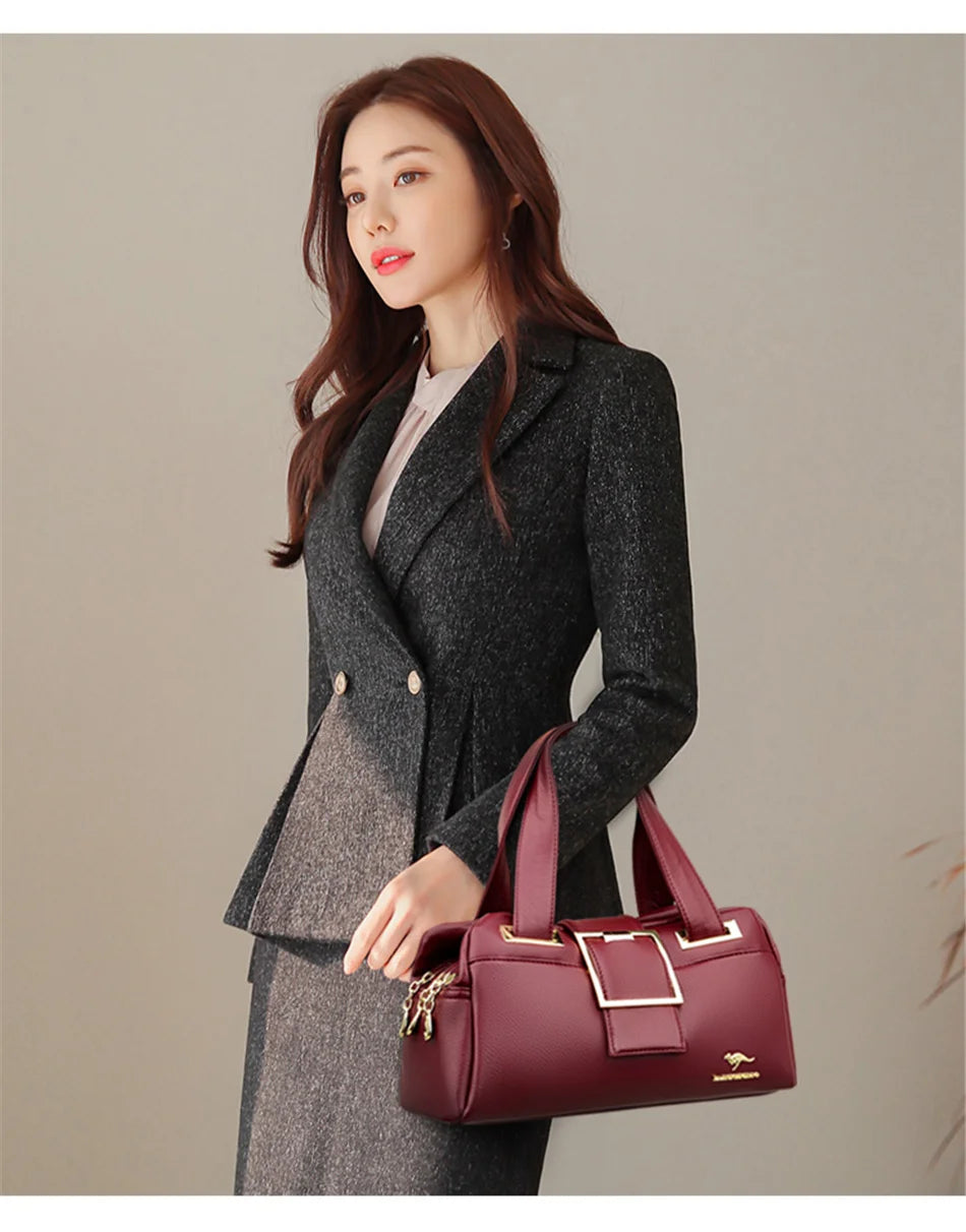 Women Multi-layers Top-handle Bag Quality Leather Handbags Purses Female Luxury Designer Large Capacity Boston Ladies Sac A Main