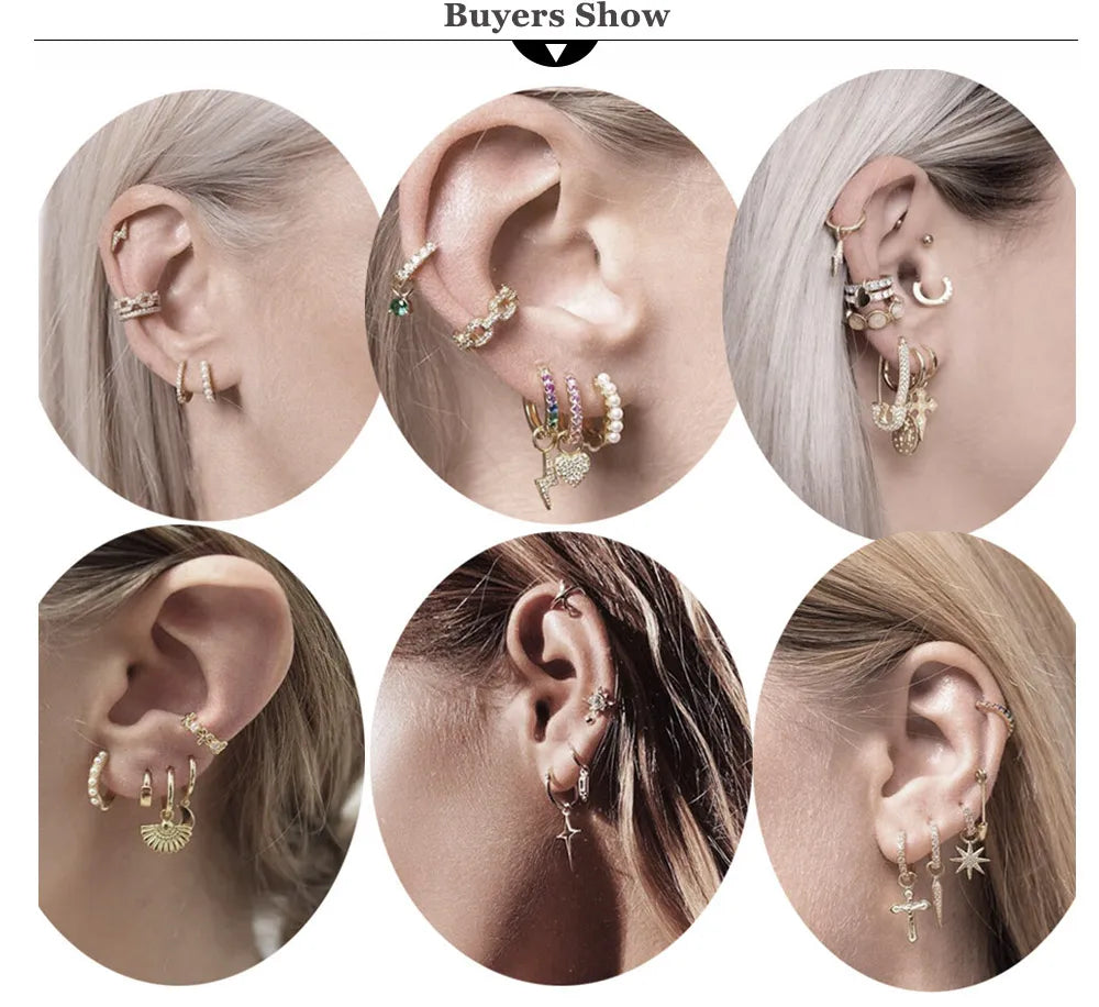 ANDYWEN 925 Sterling Silver Gold Plain 5mm 6mm 7mm 8mm 9mm 10mm Huggies Piercing Clips Hoop Luxury Clips Pendiente Loops Earring