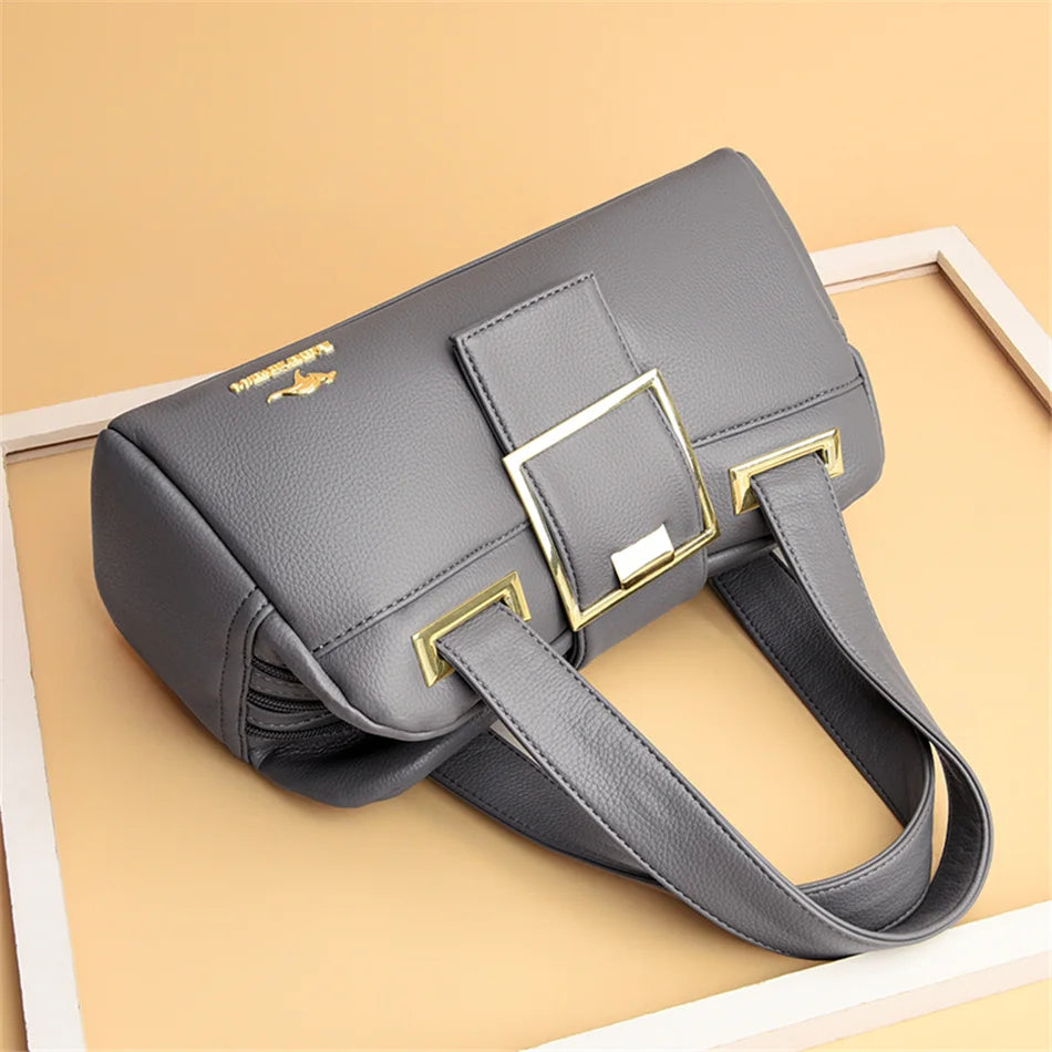 Women Multi-layers Top-handle Bag Quality Leather Handbags Purses Female Luxury Designer Large Capacity Boston Ladies Sac A Main