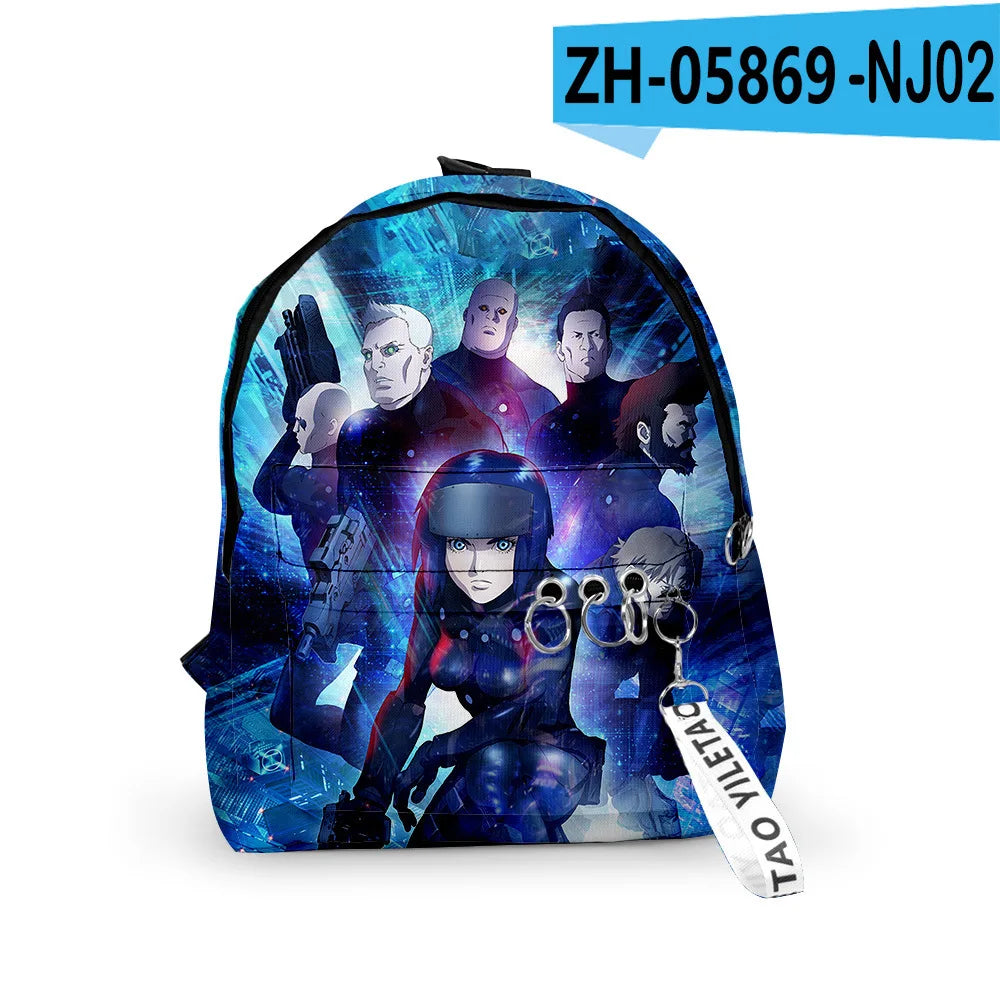 Cartoon Popular ghost in the shell School Bag Cute Small Travel Bags 3D Print Oxford Waterproof Key Chain Notebook Backpacks