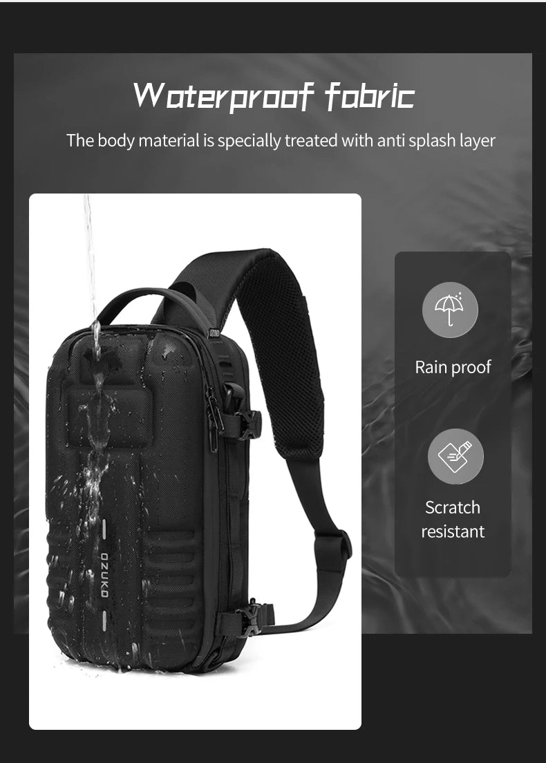 OZUKO Hard Shell Fashion Men Chest Bag Outdoor Sports Tactical Male Sling Shoulder Bag Large Capacity Waterproof Crossbody Bags