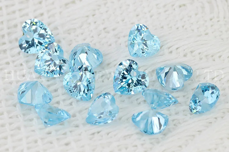 5A Single Hole Heart Shape Cubic Zirconia Stone sapphire Tanzanite aquamarine Green Loose CZ Stones Synthetic Gems Beads