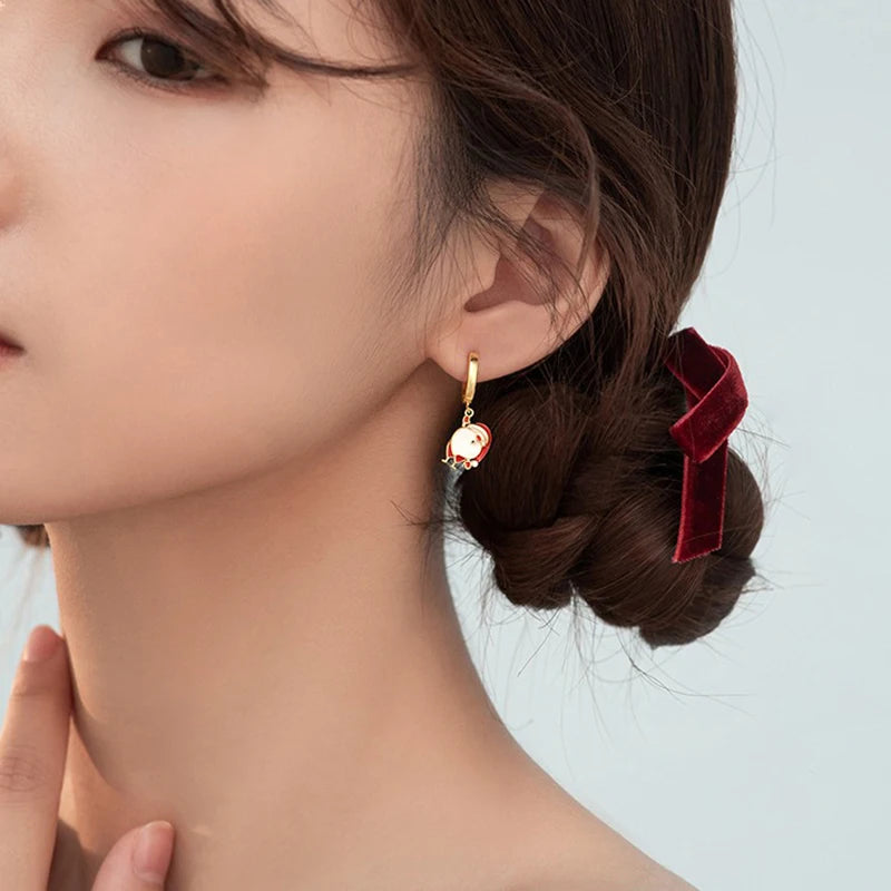 New 925 Sterling Silver Ear Needle Christmas tree/snowflake pendant Hoop Earrings For Women fashion Christmas gifts accessories