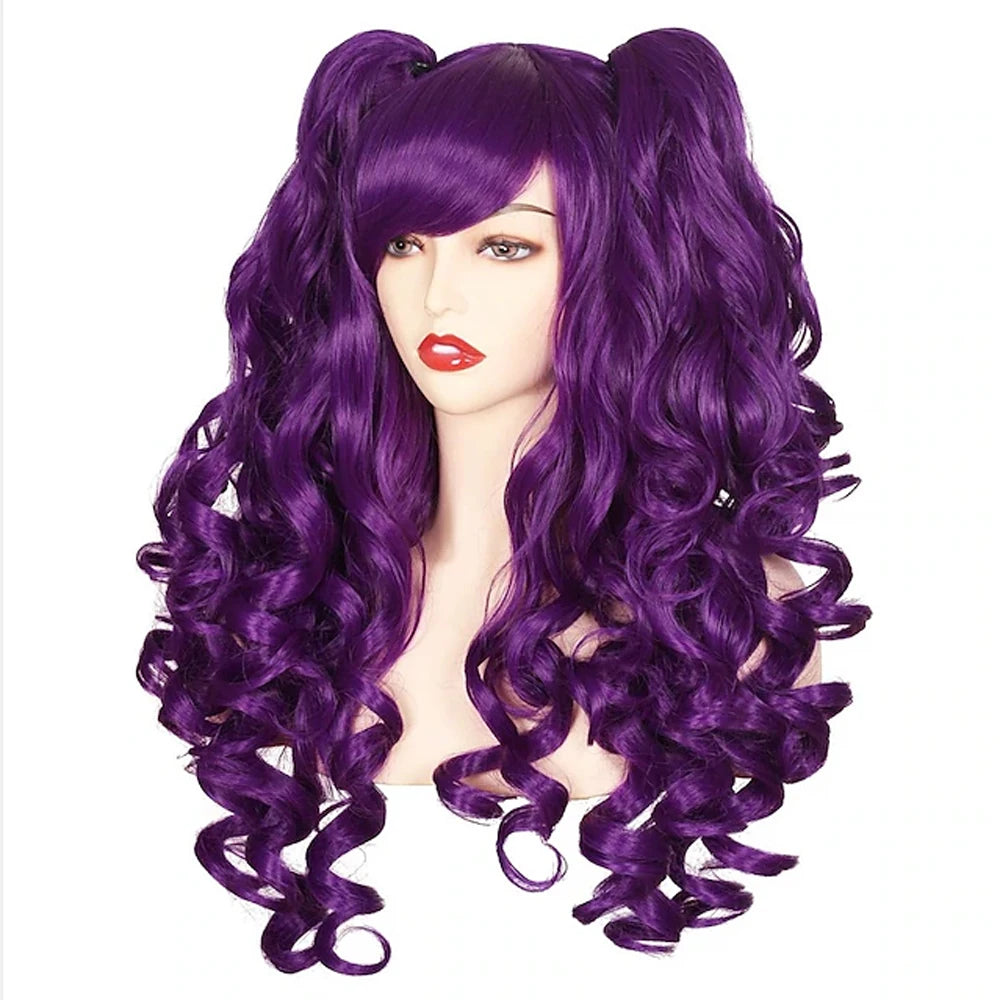 HAIRJOY Women Synthetic Hair  Long Curly Cosplay Wig  Halloween Wigs for Party  with 2 Ponytails