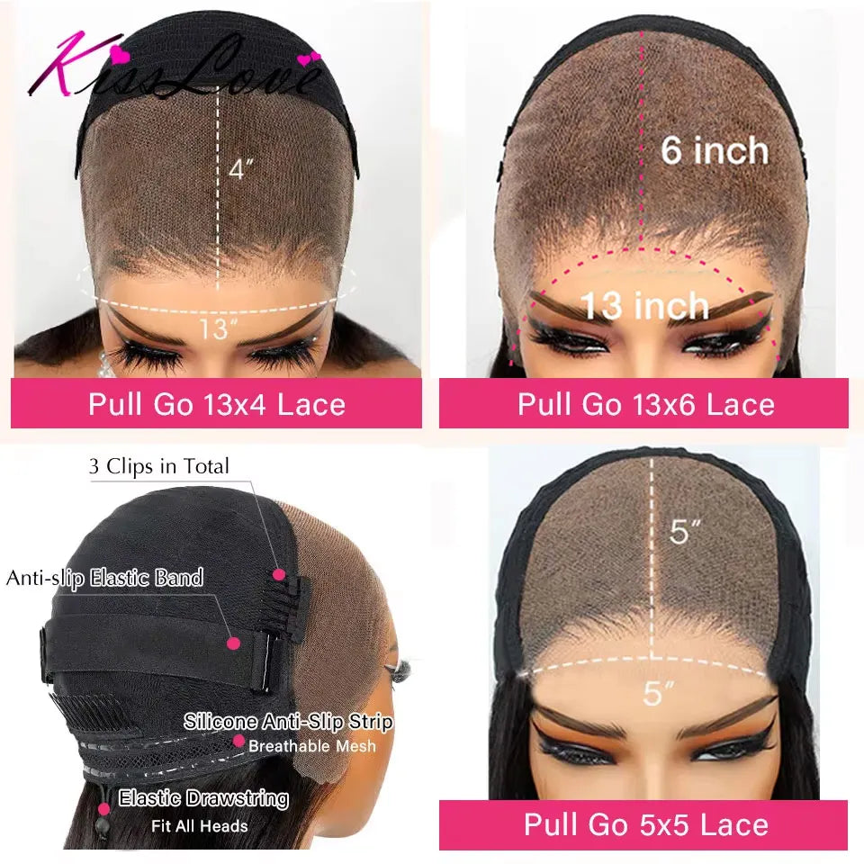 Straight Pull Go 13x6 Lace Wig with Elastic Drawstring 13x6 HD Lace Frontal Wig 5x5 Glueless Wigs Human Hair 13x4 Lace Front Wig