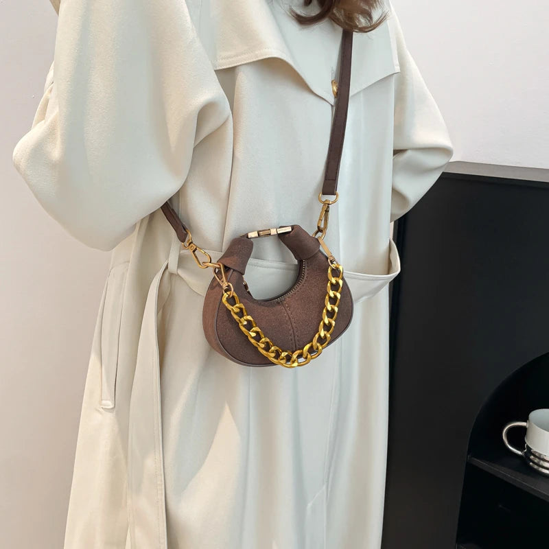 LEFTSIDE Mini PU Leather Saddle Shoulder Bag for Women 2024 Winter New Trend Y2K Handbags and Purses Females Crossbody Bags