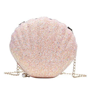 Women Shoulder Handbags Shell Bag Chain Cute Sequins Small Bag Phone Money Pouch Zipper Crossbody Bags for Women Bolsa Feminina