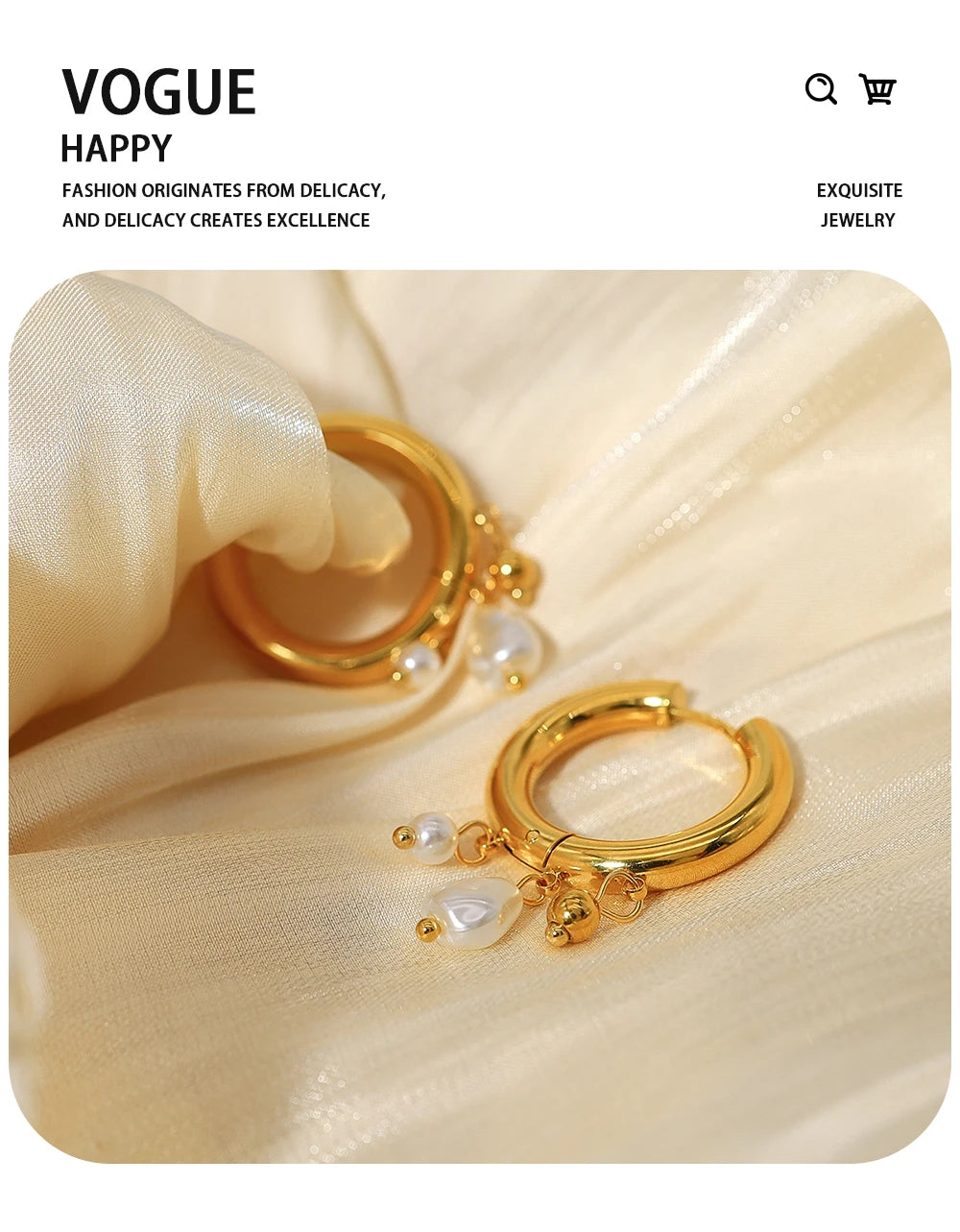 YACHAN Baroque Pearl Stainless Steel Hoop Earrings for Women Exquisite Chic Huggie Earring 18K Gold Plated Jewelry