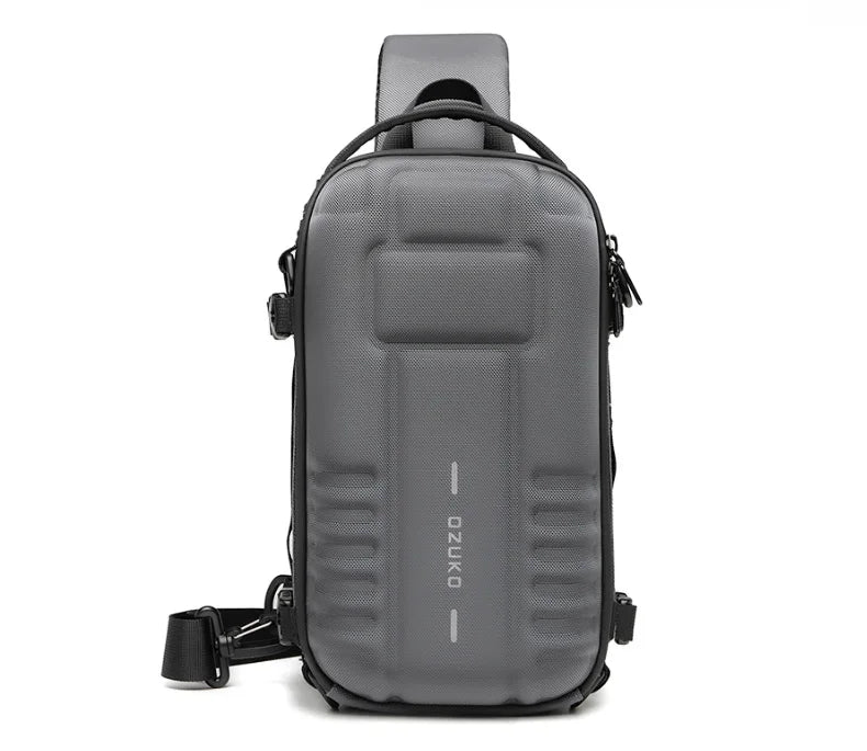 OZUKO Hard Shell Fashion Men Chest Bag Outdoor Sports Tactical Male Sling Shoulder Bag Large Capacity Waterproof Crossbody Bags