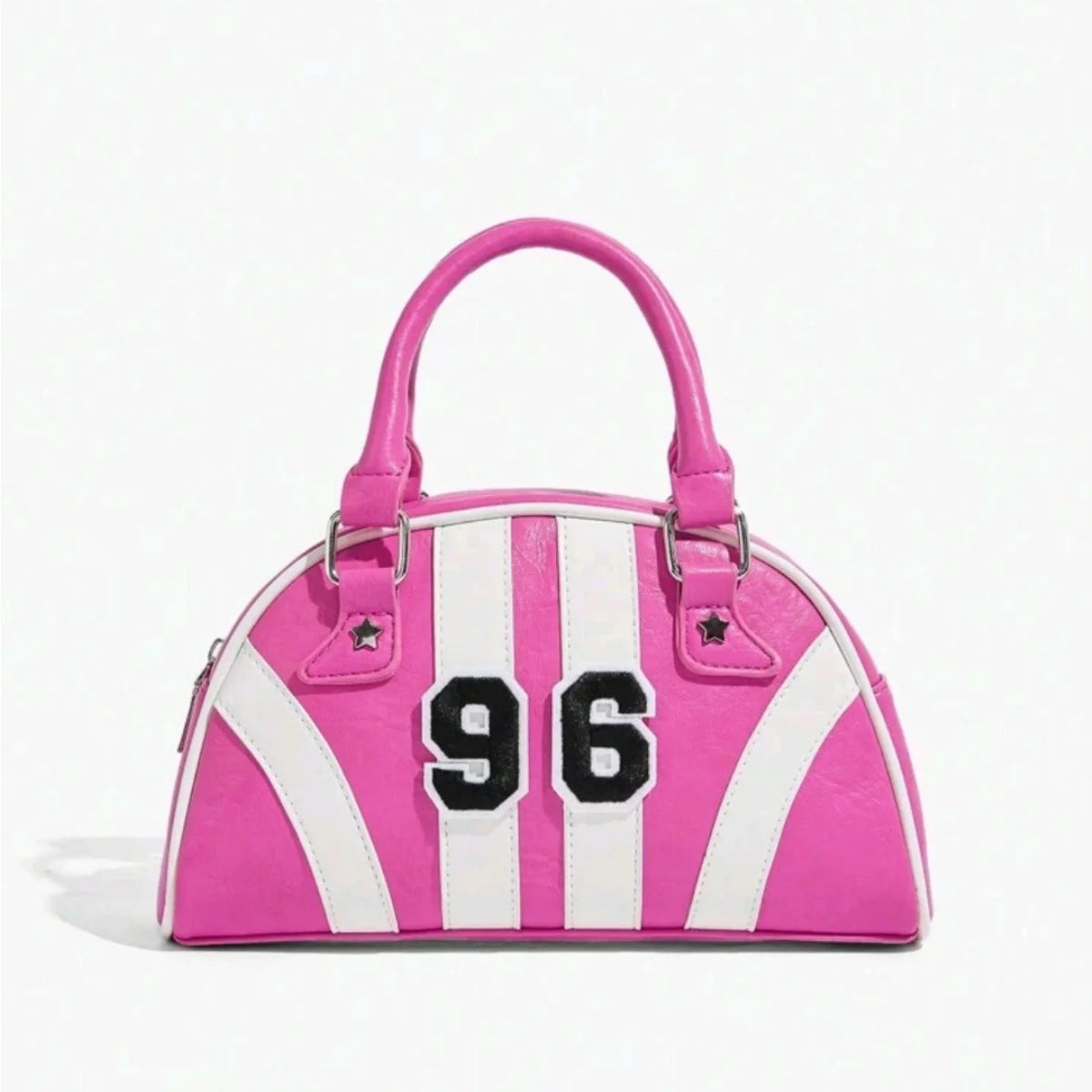 Women's Contrast Shell Bag Bowling Handbag Single Shoulder Boston Bag