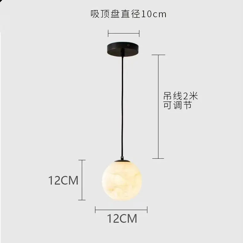 Modern Alabaster Pendant Light Round Ball Marble  Hanging Lamp For Bedroom Kitchen Island Dining Room Bedside Lights