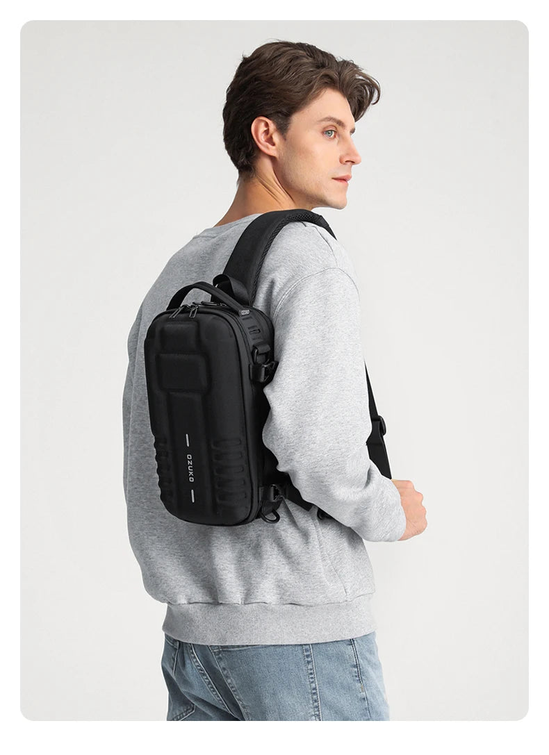 OZUKO Hard Shell Fashion Men Chest Bag Outdoor Sports Tactical Male Sling Shoulder Bag Large Capacity Waterproof Crossbody Bags