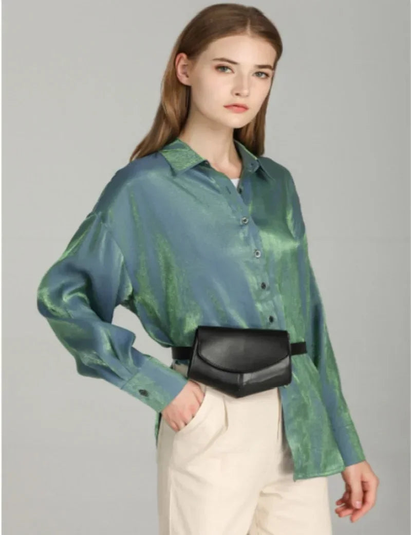 Fashionable Small Waist Bag Versatile Women Delicate Snake Skin Decorative Saddle Fashionable Sweater Belt Trendy