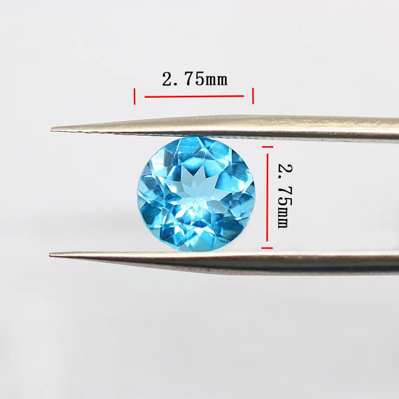 Factory Wholesale 100% Real Natural Circular Sky Blue Topaz Gemstone Loose Gems Diy Material for Jewelry