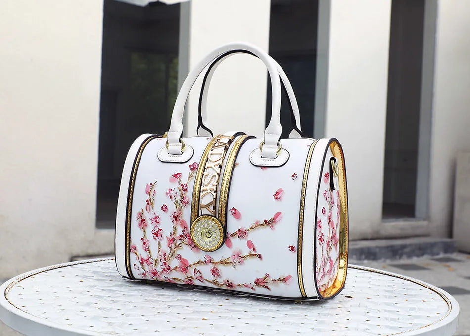 VM FASHION KISS new Top handle bag Jungle print Large-capacity Boston Handbags Women's Totes Microfiber Messenger Shoulder Bag
