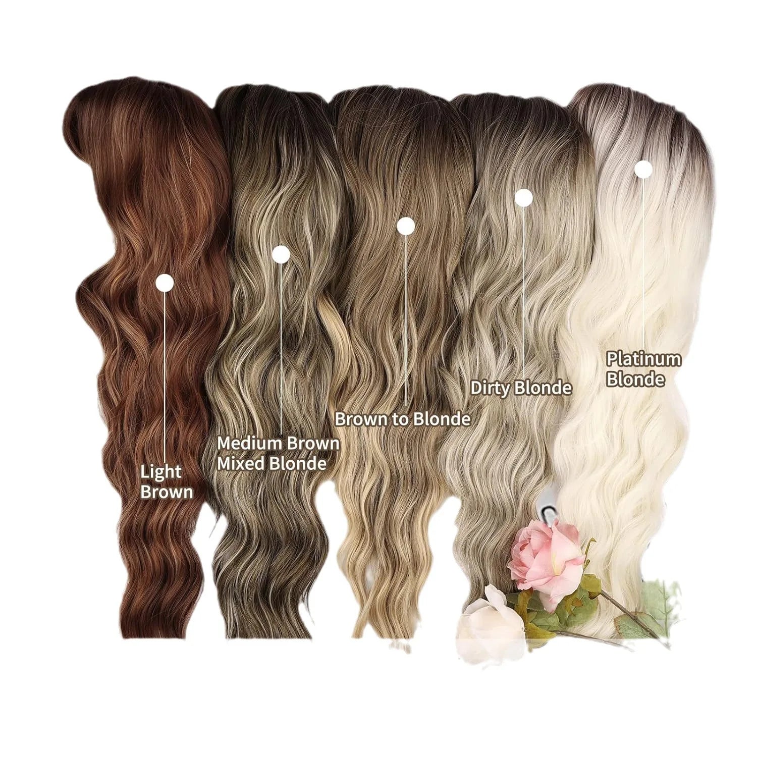 Synthetic Long Blonde Wigs with Bangs for Women Curly Wavy Hair Wigs Heat Resistant Fiber Wigs for Daily Party Use 26 Inches