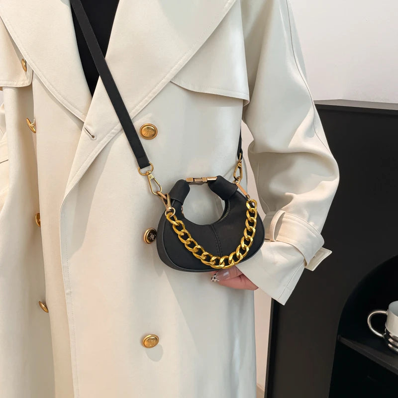 LEFTSIDE Mini PU Leather Saddle Shoulder Bag for Women 2024 Winter New Trend Y2K Handbags and Purses Females Crossbody Bags