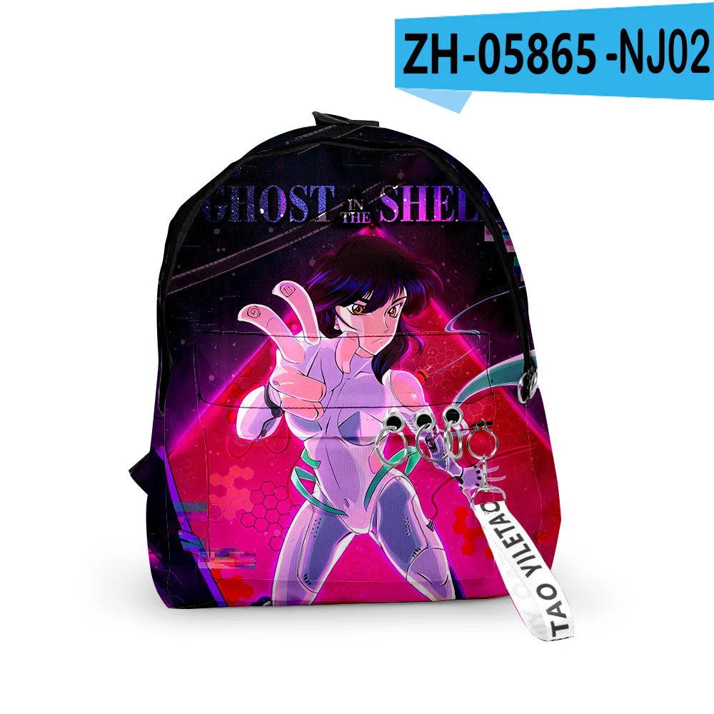 Cartoon Popular ghost in the shell School Bag Cute Small Travel Bags 3D Print Oxford Waterproof Key Chain Notebook Backpacks