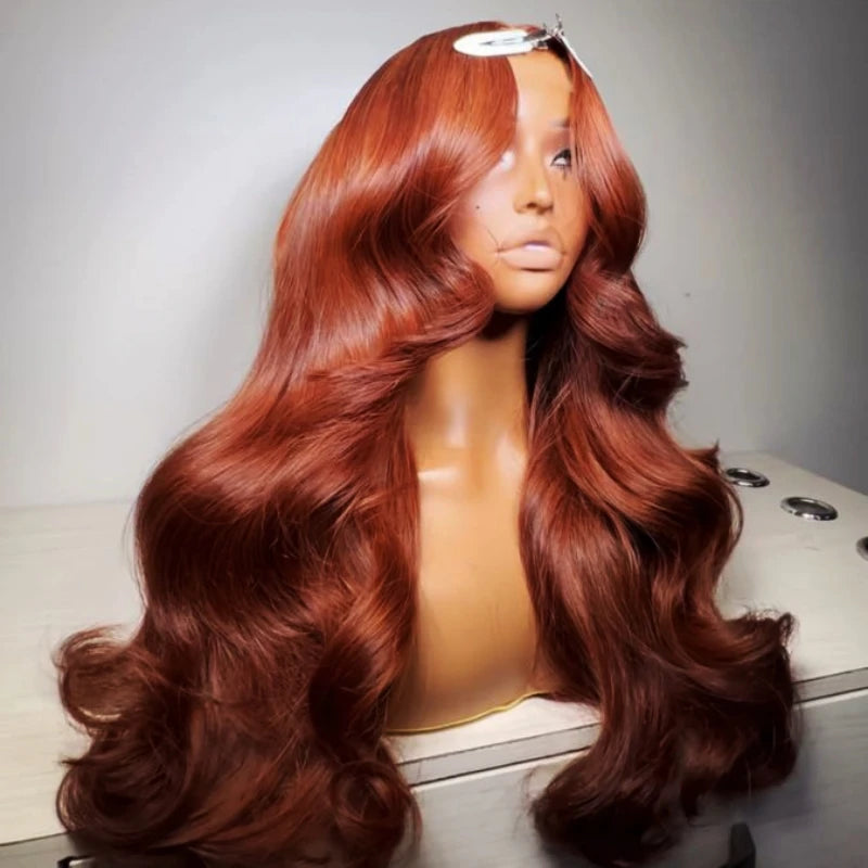 Reddish Brown 13x6 Lace Frontal Wig Brazilian Colored 13x4 Body Wave Human Hair Wigs Hd Transparent 4x4 5x5 Closure Wig 40 Inch
