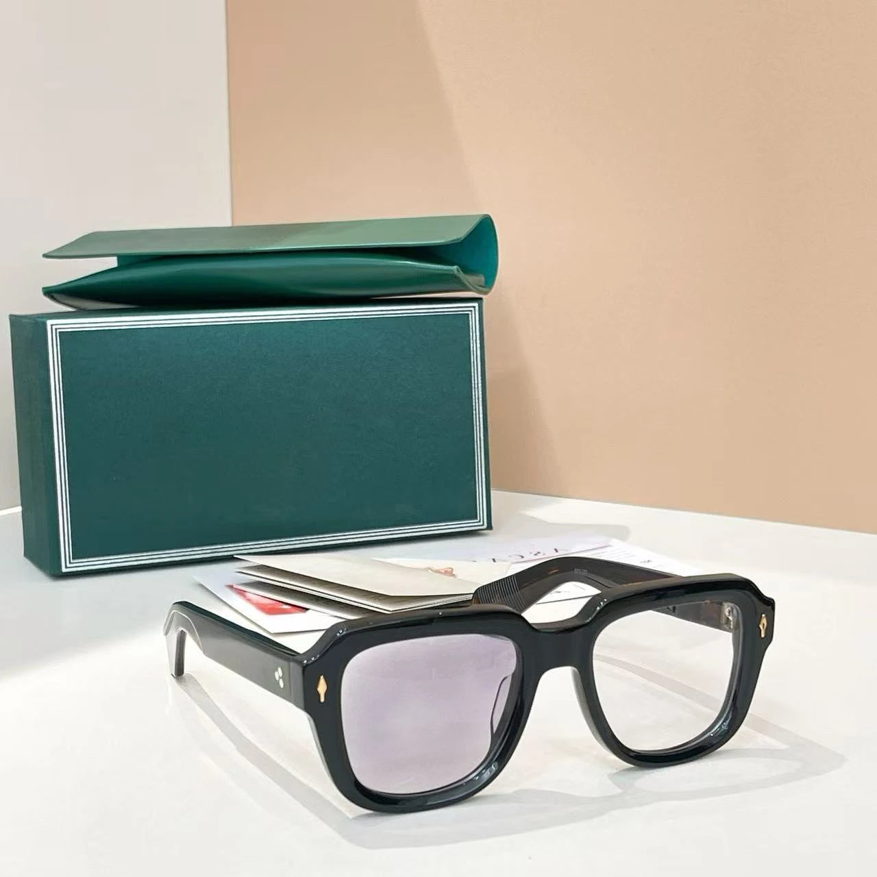 JMM HOPPER Handmade Square Acetate Japanese Designer Sunglasses UV400 – Men's Women's Vintage Photochromic Glasses with Case