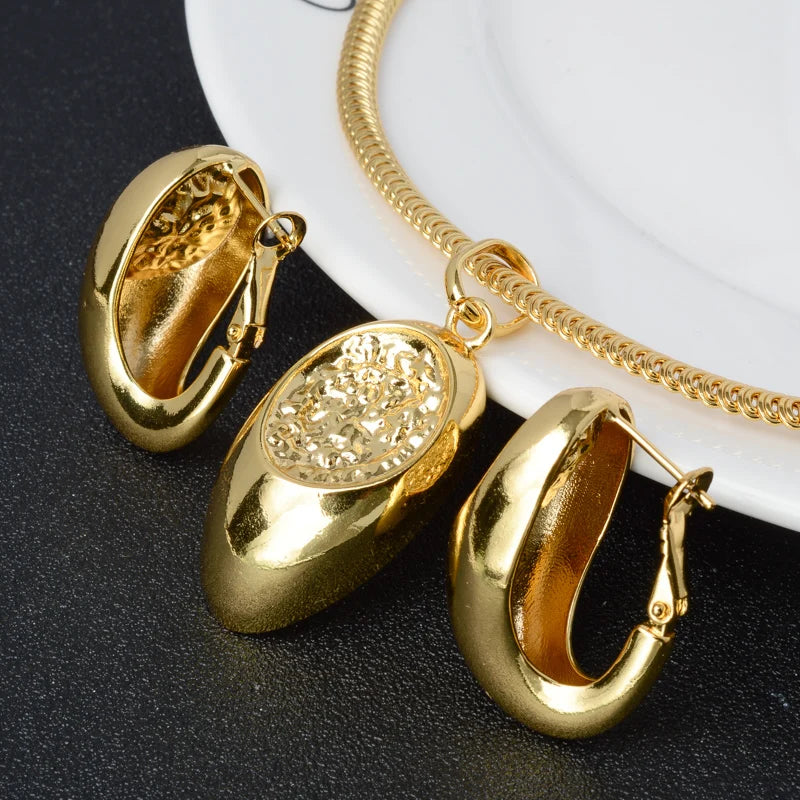 Sunny Jewelry Sets Fashion Classic 18K Gold Plated Hot Sale For Women Earrings Pendent Necklace Romantic Wedding Party