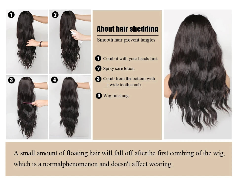 Synthetic Wig For Lady With Long Straight Hair, Parting With Bangs. Natural Synthetic Fabric Matte Finish Full Head Cover.