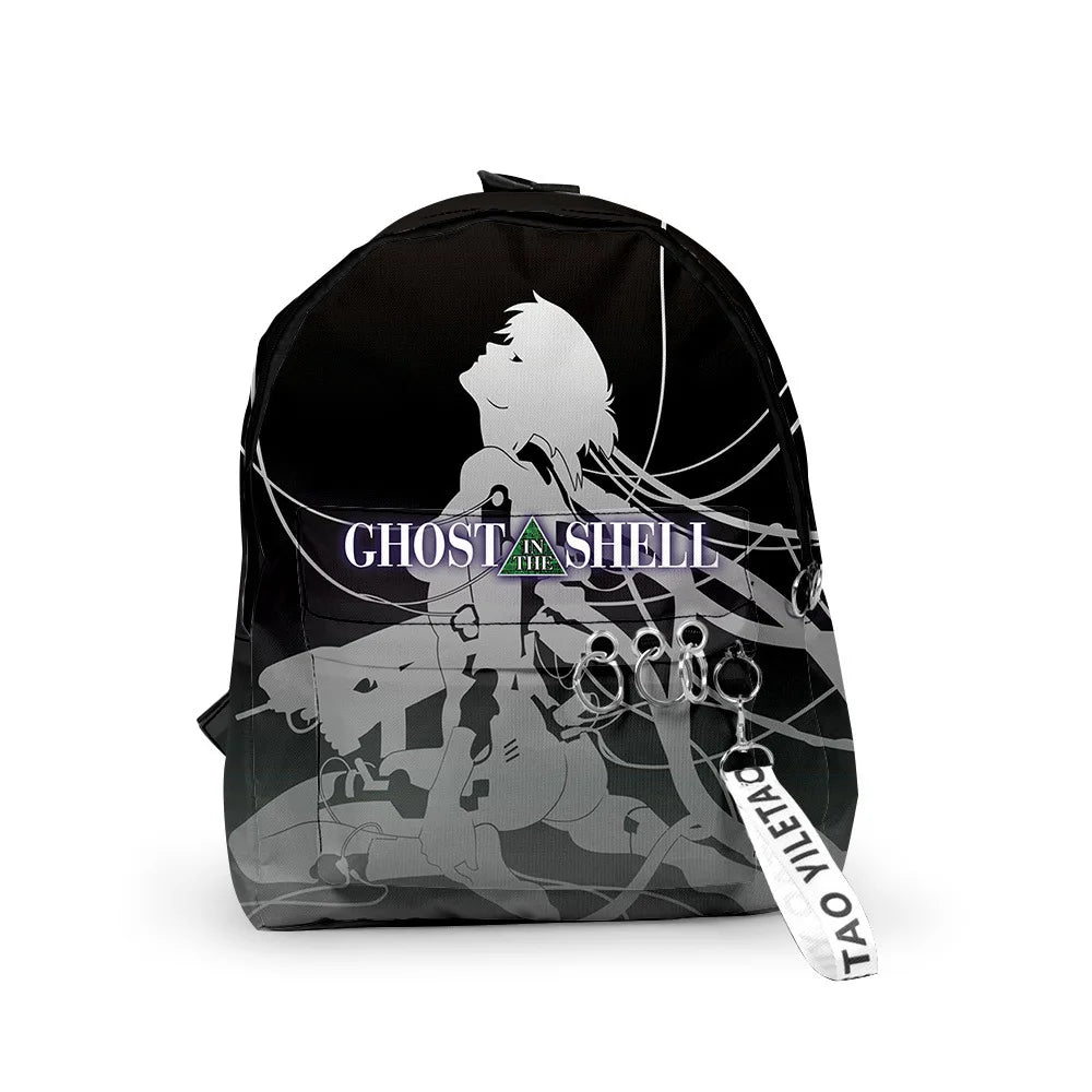 Cartoon Popular ghost in the shell School Bag Cute Small Travel Bags 3D Print Oxford Waterproof Key Chain Notebook Backpacks