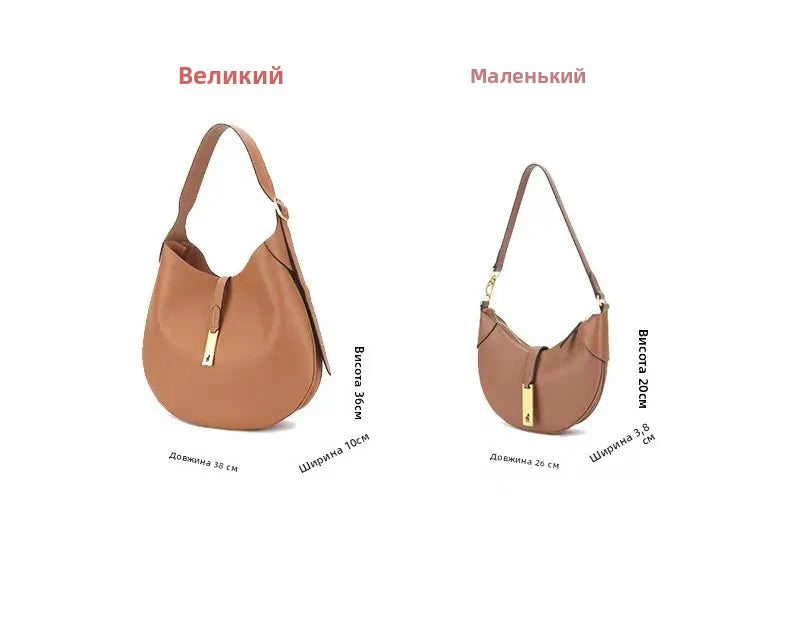Saddle Bag Design Leather oulder Bag Women's Underarm Bag Frosted Cowhide Real Leather ID ow Crystal Bag  Size