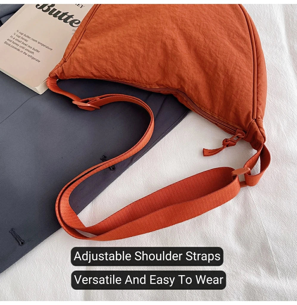 Women's Shoulder Bag Nylon Material Saddle Bag Versatile Fashionable Simple Dumpling Bag Trendy Cloth Bag Women's Crossbody Bag