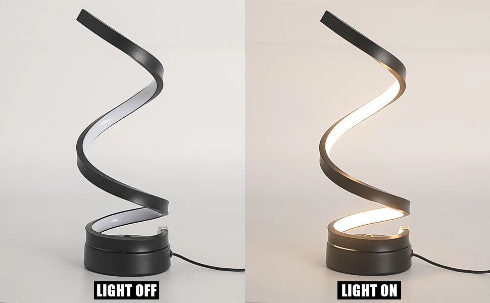 EISSLOLY Bedroom Bedside Table Lamp, Dimmable, Small Spiral Decorative Lamp for Home Office, Modern Nightstand Lamp.