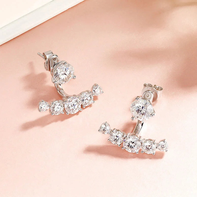 Smyoue 4.6CTTW Full Moissanite Stud Earrings for Women Sparkly Simulated Diamond S925 Sterling Silver Ear Jewelry Christmas Gift