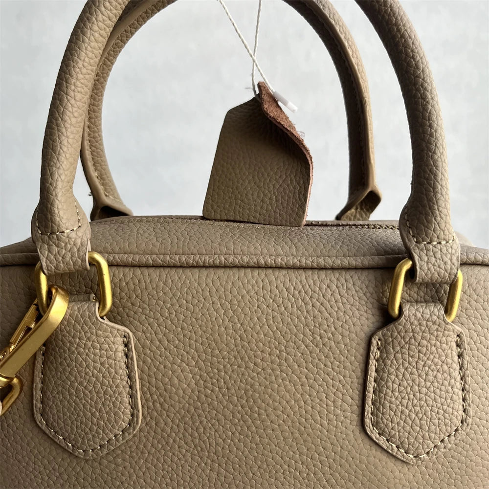 High-Quali Top-Layer Cowhide Leather Boston Sle Women's Handbag Faionable oulder Crossbody Bag with Quali Texture