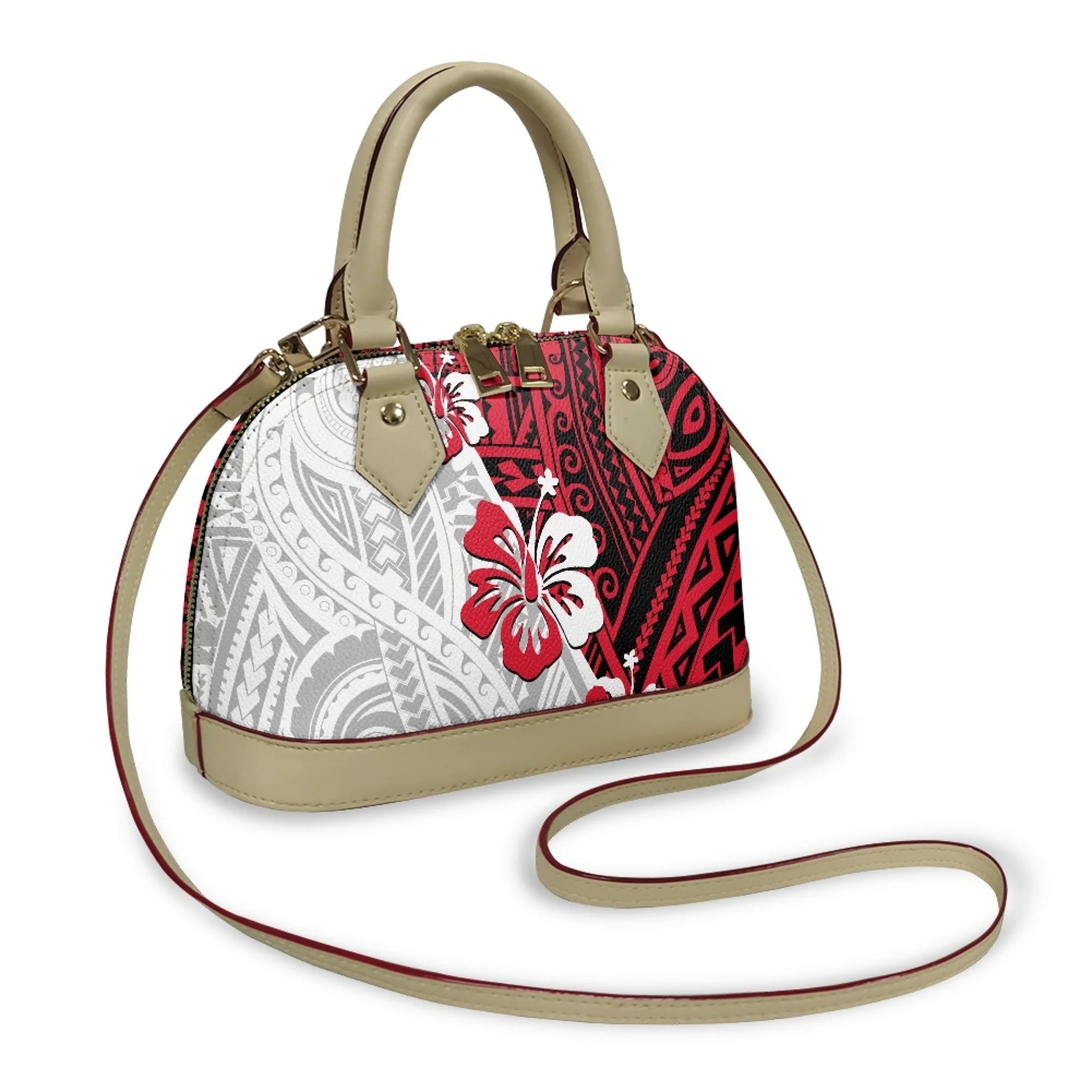 Polynesian Handbag Crossbody Bag Samoan Tribe Hibiscus Flower Design High Quality Shell Bag Temperament Durable Handbag
