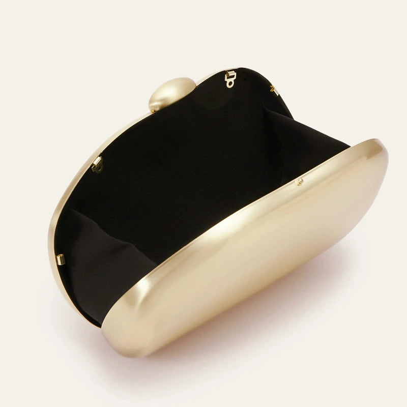 Women metal gold mirror shell bag cute Evening Clutch Bag with strap For Wedding Party small Purses Designer Handbags