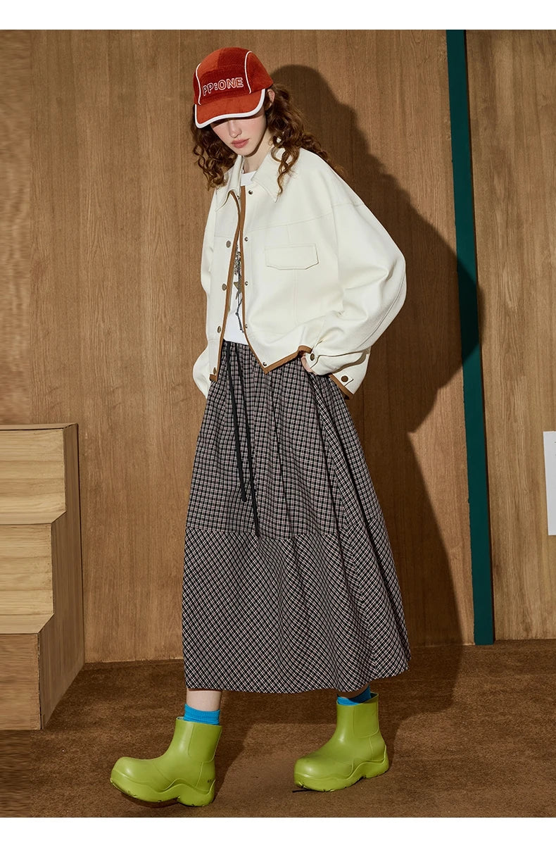 Women's Color Block Long Sleeve Coat Asymmetrical Hem Jacket Turn Down Collar Fashion Outerwear Autumn Casual Style New Arrivals