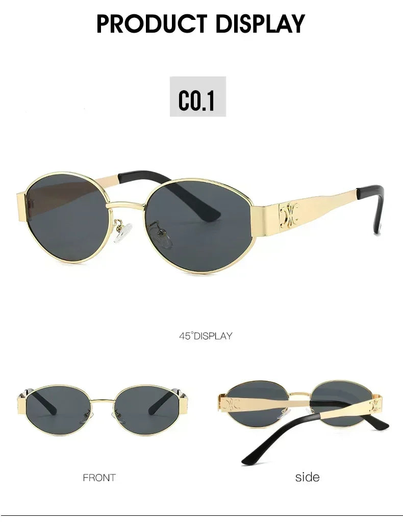 Luxury Metal Brand Sunglasses for Men and Women Unisex Designer Fashion Sun Glasses Oval Unisex Stylish Eyewear Shades