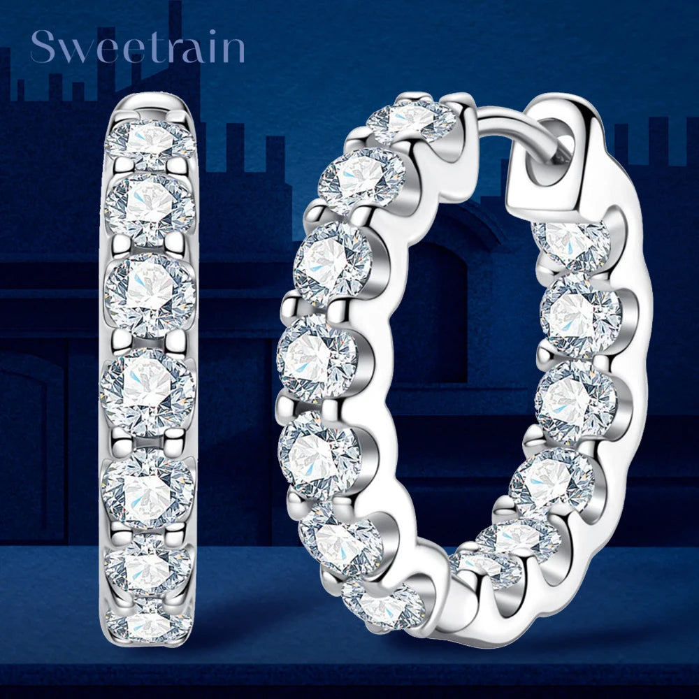 Hoops 3mm Full Moissanite Earrings Original Certified 925 Silver Plated 18K Gold Diamond Hoop Earring  for Women Wedding Jewelry