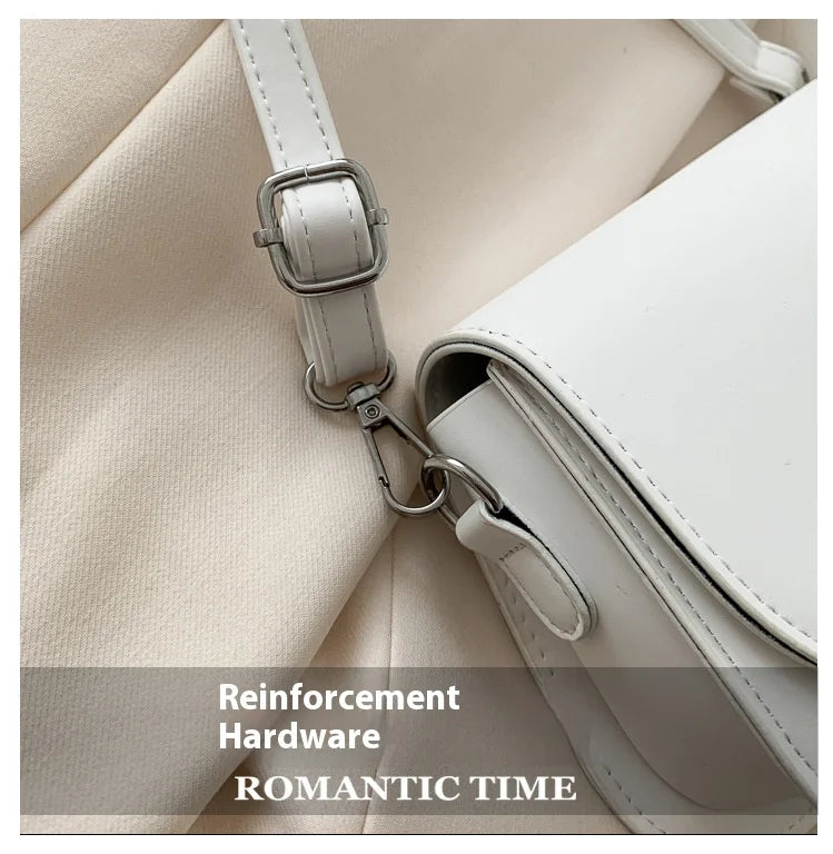 Trendy Saddle Shoulder Bag Women PU Leather Crossbody Bag Simple Solid Color Flap Messenger Bag Fashion Handbags Pouch