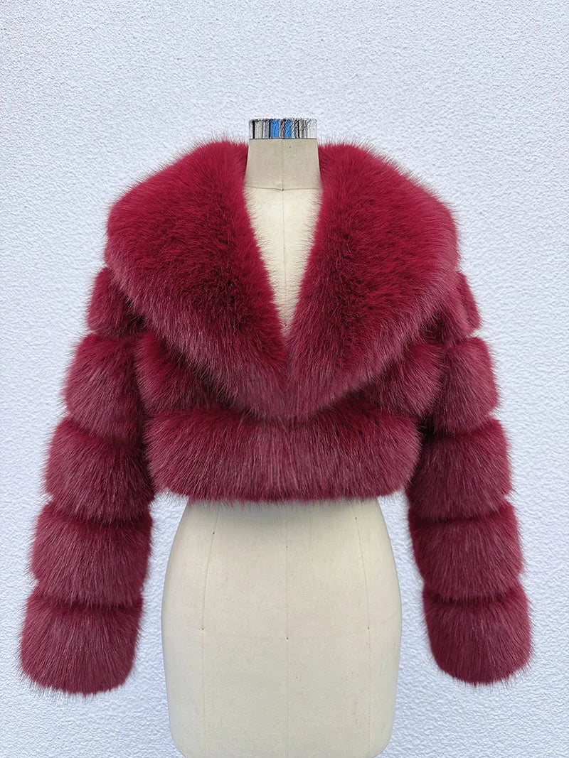 ZADORIN Trend Fur Top New Cropped Faux Fur Coat Woman Clothing Furry Faux Fur Jacket Winter Coats for Woman Outerwears Top Mujer