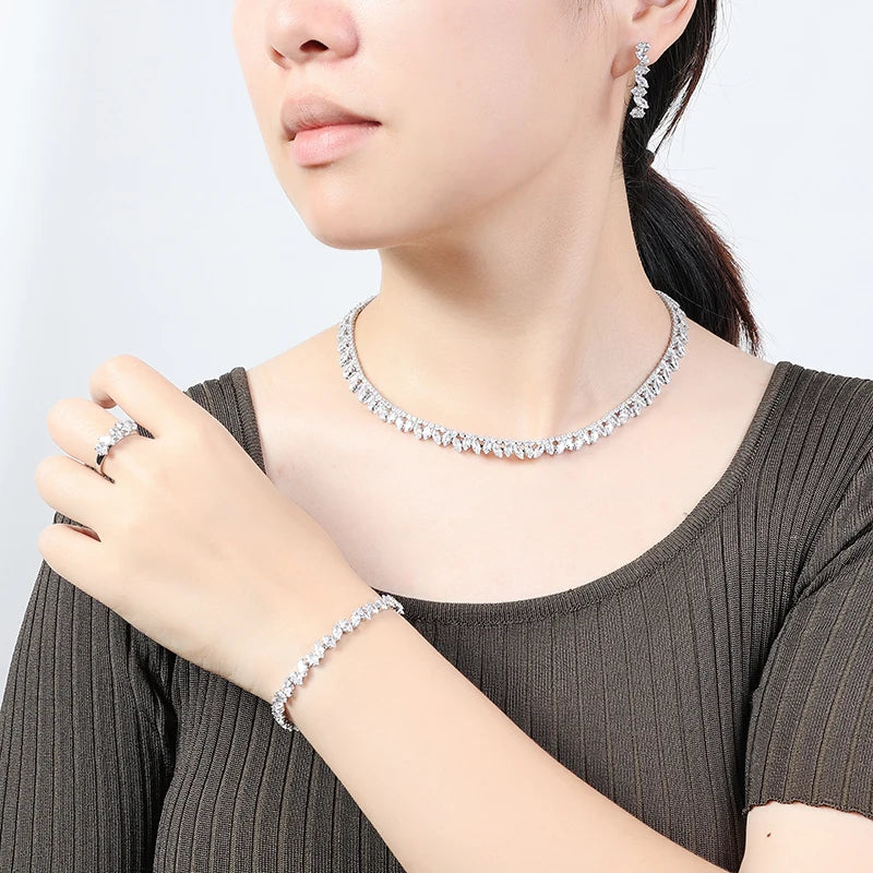 Jewelry Set HADIYANA Unique And Charm Women Wedding Accessories Cubic Zircon BN9233 Luxury Designer Jewelry