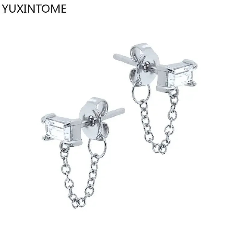 925 Sterling Silver Ear Needle Fashion Hoop Earrings White Crystal Luxury Women's Silver Earrings Wedding Women's Jewelry Gift