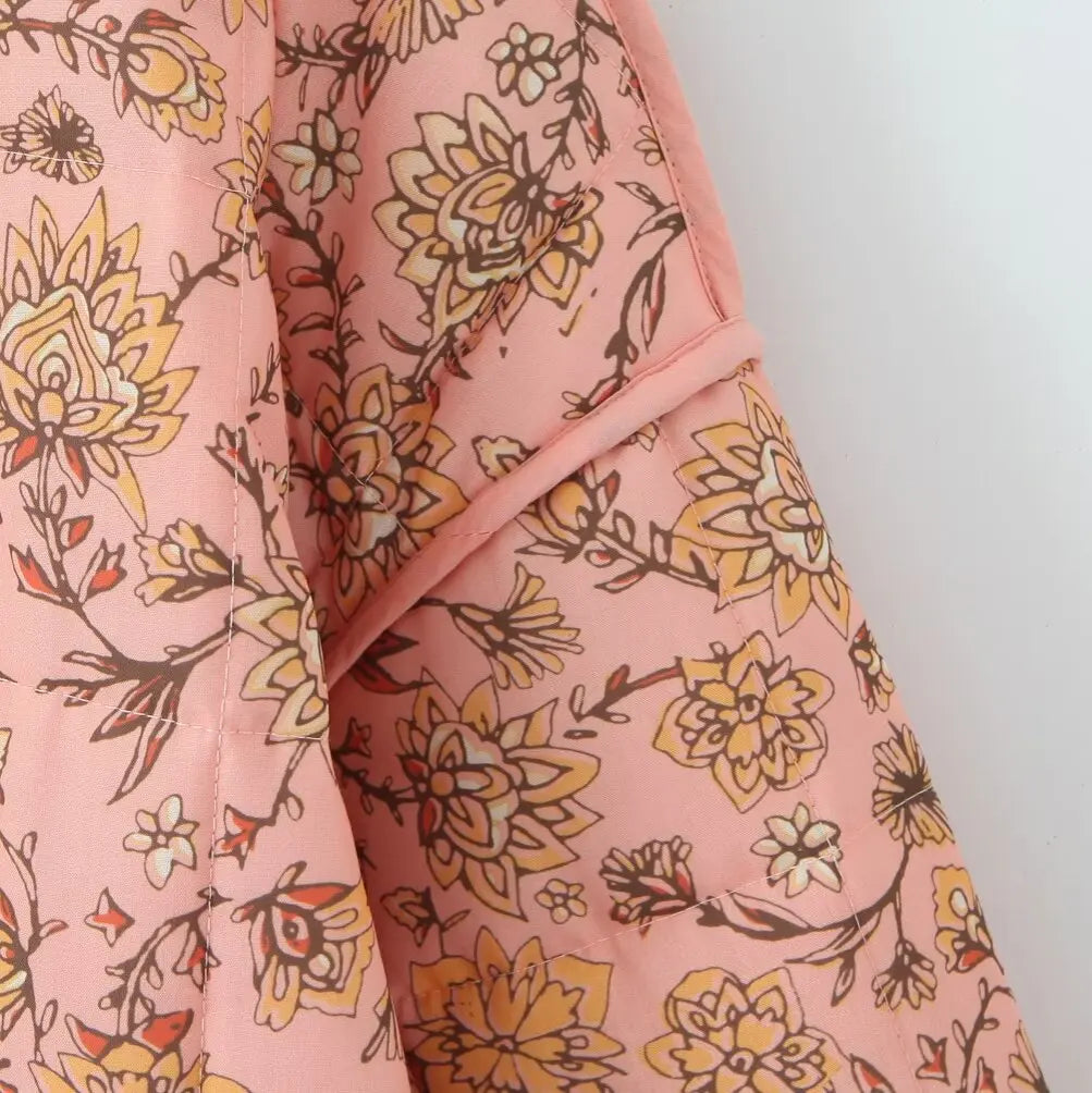 Print Quilted Cotton Jacket Women Fashion Long Sleeved High Neck Coats Female Single Breasted Loose Coat Autumn New Outerwear