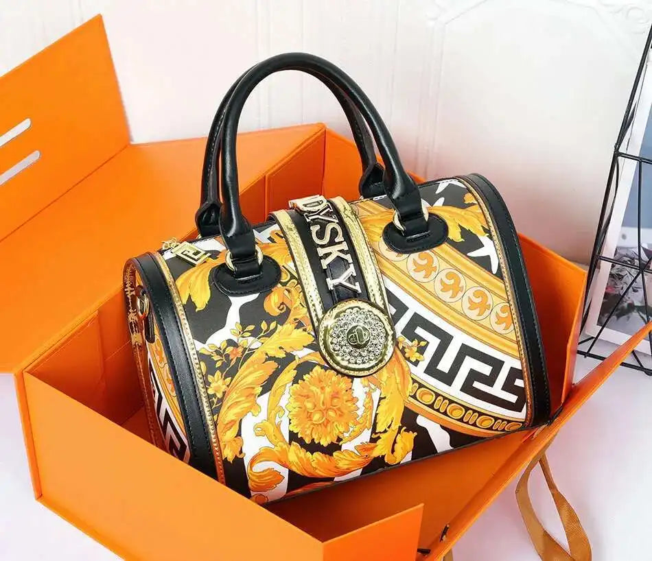 VM FASHION KISS new Top handle bag Jungle print Large-capacity Boston Handbags Women's Totes Microfiber Messenger Shoulder Bag