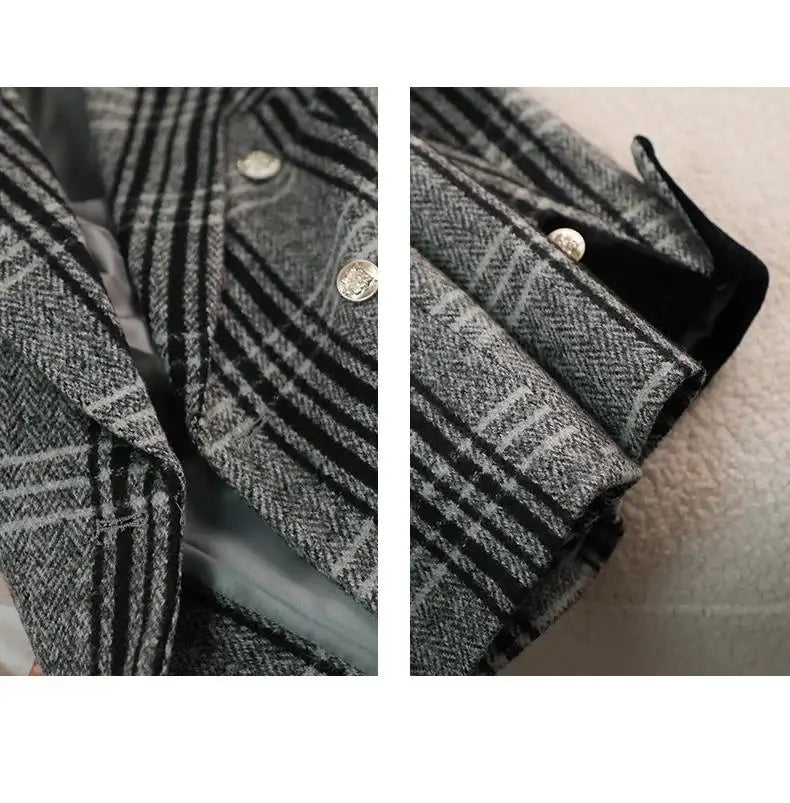 Autumn Winter New Blazer Coats Women's Woolen Jackets Long Sleeve Plaid Print Vintage Thick Outerwears Elegant Jaqueta Feminina
